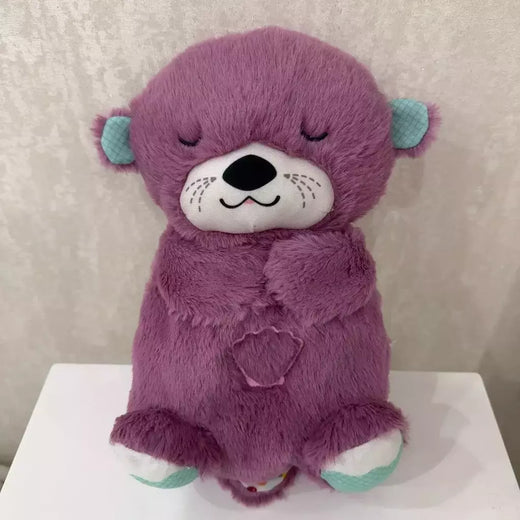 Baby Breath Bear Calmante Otter Plush Toy, Criança Calmante Música, Companheiro do sono, Som e Luz, Presentes de boneca
