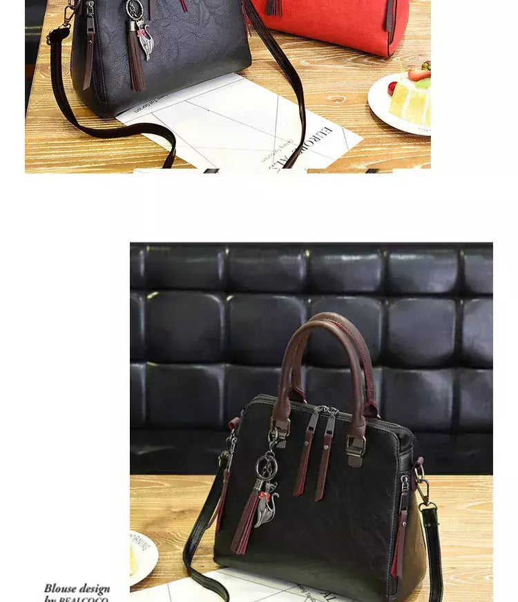 Bolsa de Ombro de Couro Retro para Mulheres, Bolsa Crossbody Messenger, Grande Capacidade, Bolsa Feminina, Designer de Luxo, Alta Qualidade