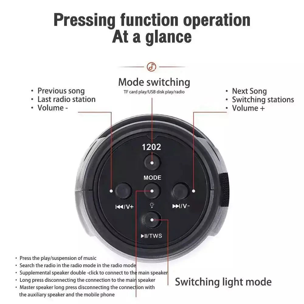 S12 Sem Fio Bluetooth Alto-falantes Potente Portátil Caixa De Som Subwoofer Car Audio Bass MP3 Player Sistema De Som Luzes LED
