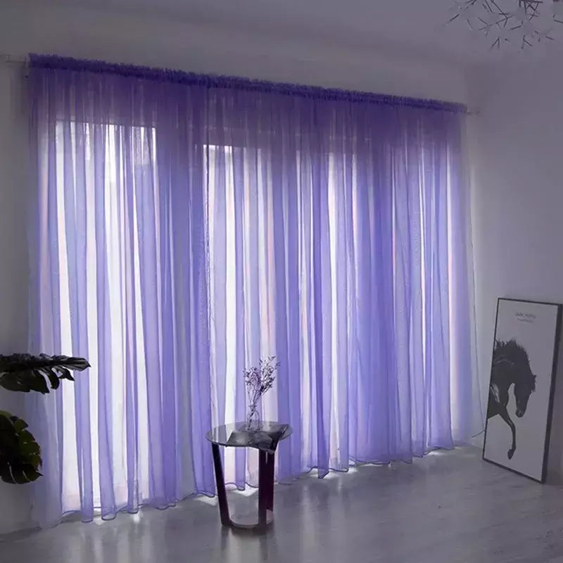 Cortinas transparentes de tule para sala de estar, cortina transparente para janela, haste de bolso, painel de quarto, decoração de tecido