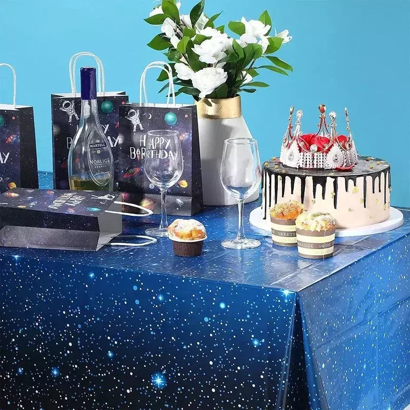 Toalha de mesa descartável com céu espaço e astronauta design para festa de aniversário, mesa retangular tampa para chá de bebê