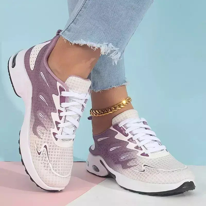 Sapatilhas de corrida respirável de cano baixo, sapatos vulcanizados leves, bloqueadores de cores, casuais, elegantes, com alça cruzada, novos