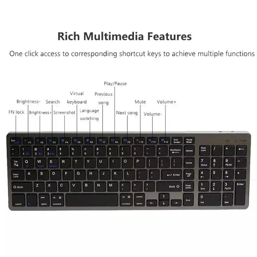 Teclado sem fio ultra magro de bluetooth compatível para mac os/ios/ipad os teclado recarregável para macbook