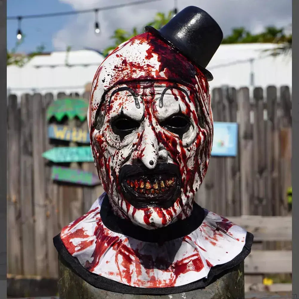 O palhaço Cosplay Máscara, Terror Sangrento Terrifier 3 Arte, Demônio Joker Assassino, Capacete de látex, Festa de Carnaval de Halloween