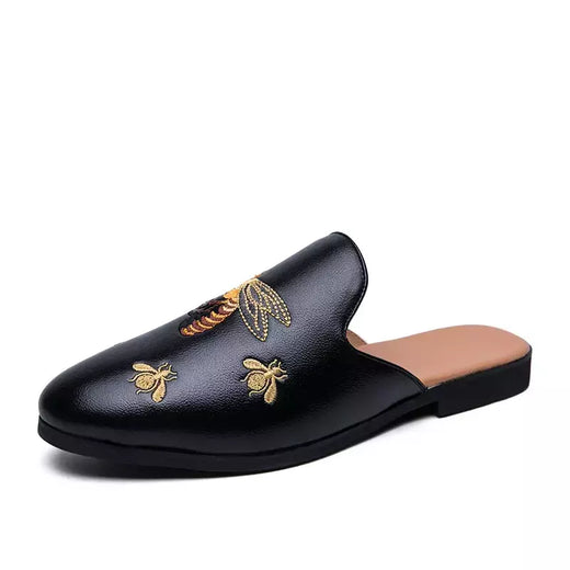 Sapatos casuais meio arrasto para homens, mocassins da moda, deslizamento em apartamentos, marca de luxo, mocassins novos, tamanho grande 38-46, 2023