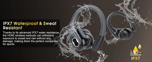 Tws esportes fones de ouvido bluetooth 5.4 alta fidelidade baixo sem fio led toque mãos-livres fone de ouvido com cancelamento de ruído à prova dwaterproof água