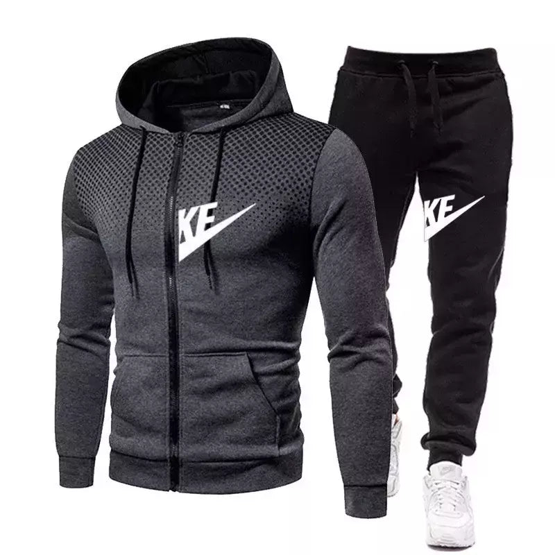 Conjuntos de moletom e calças com zíper masculino, roupa esportiva quente, roupa de treino casual masculina, suéter, outono, inverno, novo, 2022, 2 peças