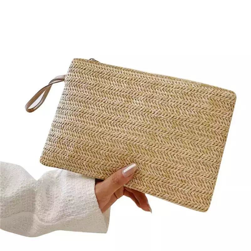 Fsafashion-bolsa de tecido palha para mulheres, bolsa casual para férias, bolsas com alça superior, bolsas de ombro retrô artesanais, moda feminina, 2024