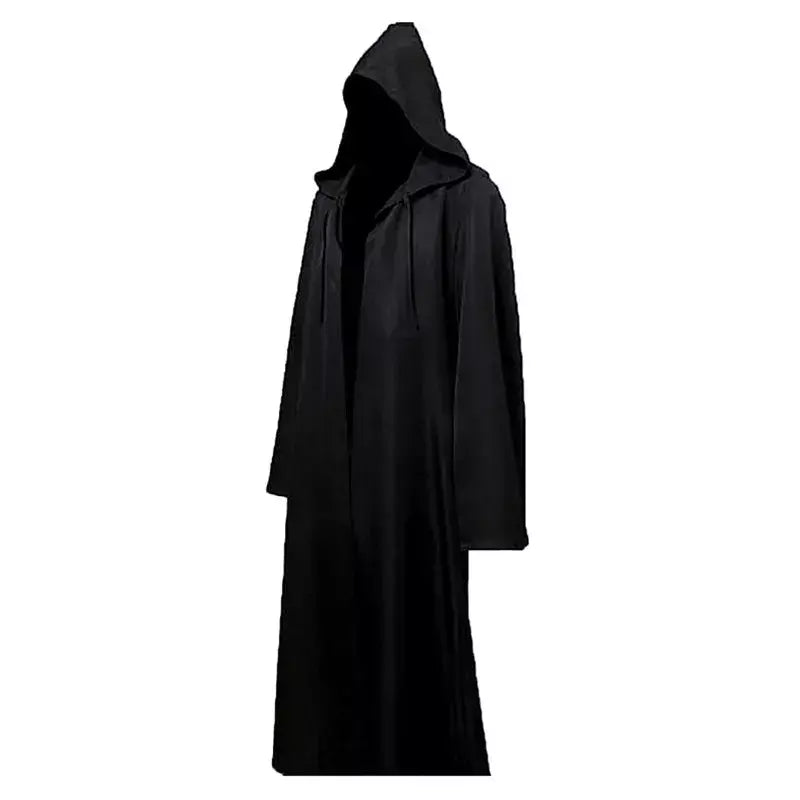 Halloween manto cosplay traje feiticeiro camisa longa com capuz preto robe adulto e fantasma de horror manto criança traje de férias conjunto