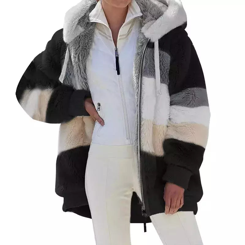 Casaco de capuz extragrande feminino com bolsos macios, streetwear quente, casaco solto, Lady Outerwear, outono, inverno, novo, 2023