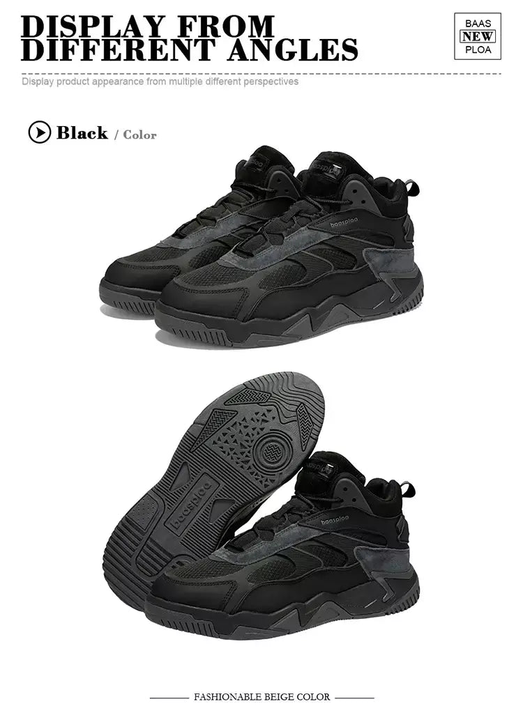 Baasploa inverno homens tênis de couro moda casual à prova dwaterproof água sapatos esportivos para homem de pelúcia quente masculino tênis antiderrapante ao ar livre
