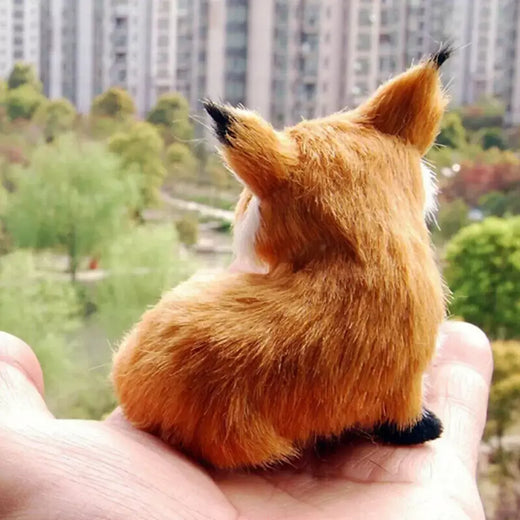 1PC Simulação Fox Ornamento Mini Squatting Fox Modelo Plush Animal Boneca Brinquedo Decoração para casa Craft Christmas Party Gift