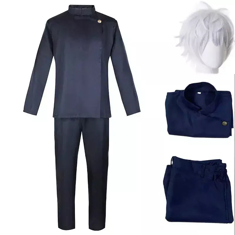 Gojo satoru cosplay traje uniforme do ensino médio terno traje de halloween masculino adulto gojo satoru conjunto completo