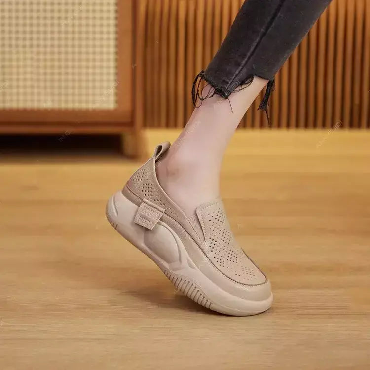 Mulheres sapatos de plataforma casual deslizamento em sapatos moda mocassins senhoras tênis chaussure sola macia femme mocassins mulher d254