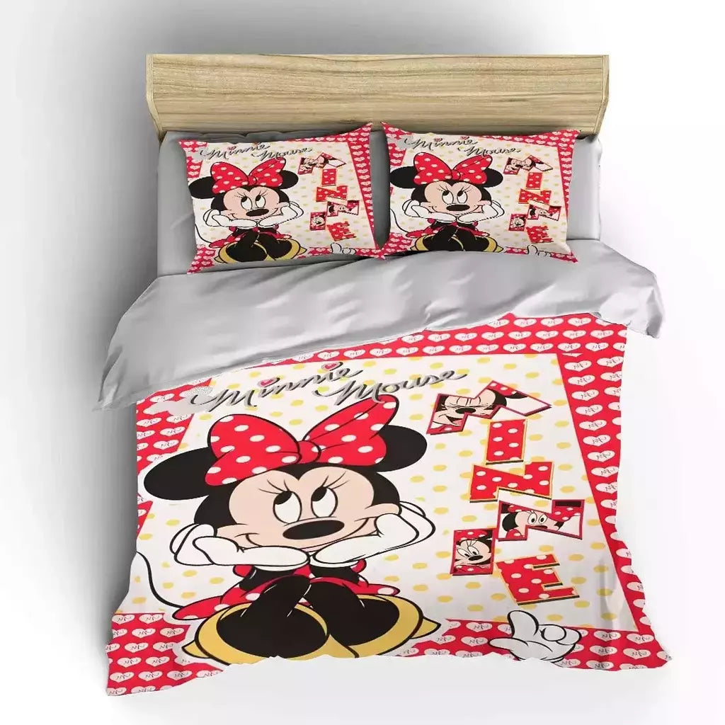 Mickey e Minnie Conjunto de cama para crianças, Fluffy Cartoon Comforter Cover, US Twin Bedclothes, Queen Size, macio, bebê, 3pcs