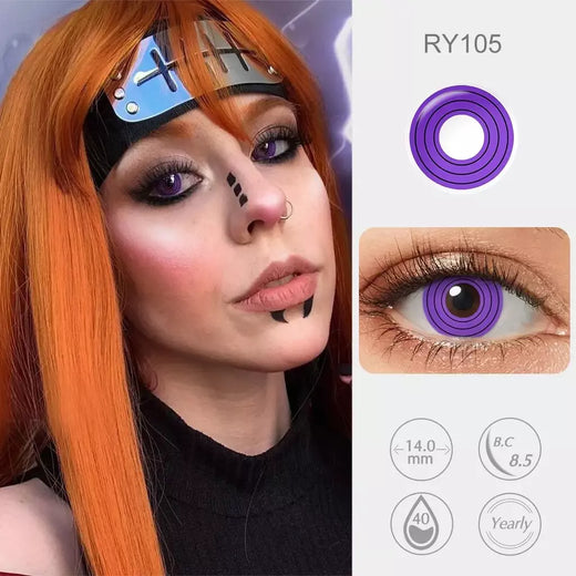 (0,00 ~-6,00) Lentes de contato de prescrição Pseyeche com grau Sasuke Anime Cosplay Sharingan Rinnegan Lente de contato anual