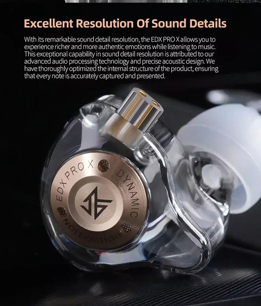 Kz edx pro x iem fones de ouvido unidade dinâmica alta fidelidade graves profundos som earbud esporte música com cancelamento ruído fone com cabo destacável