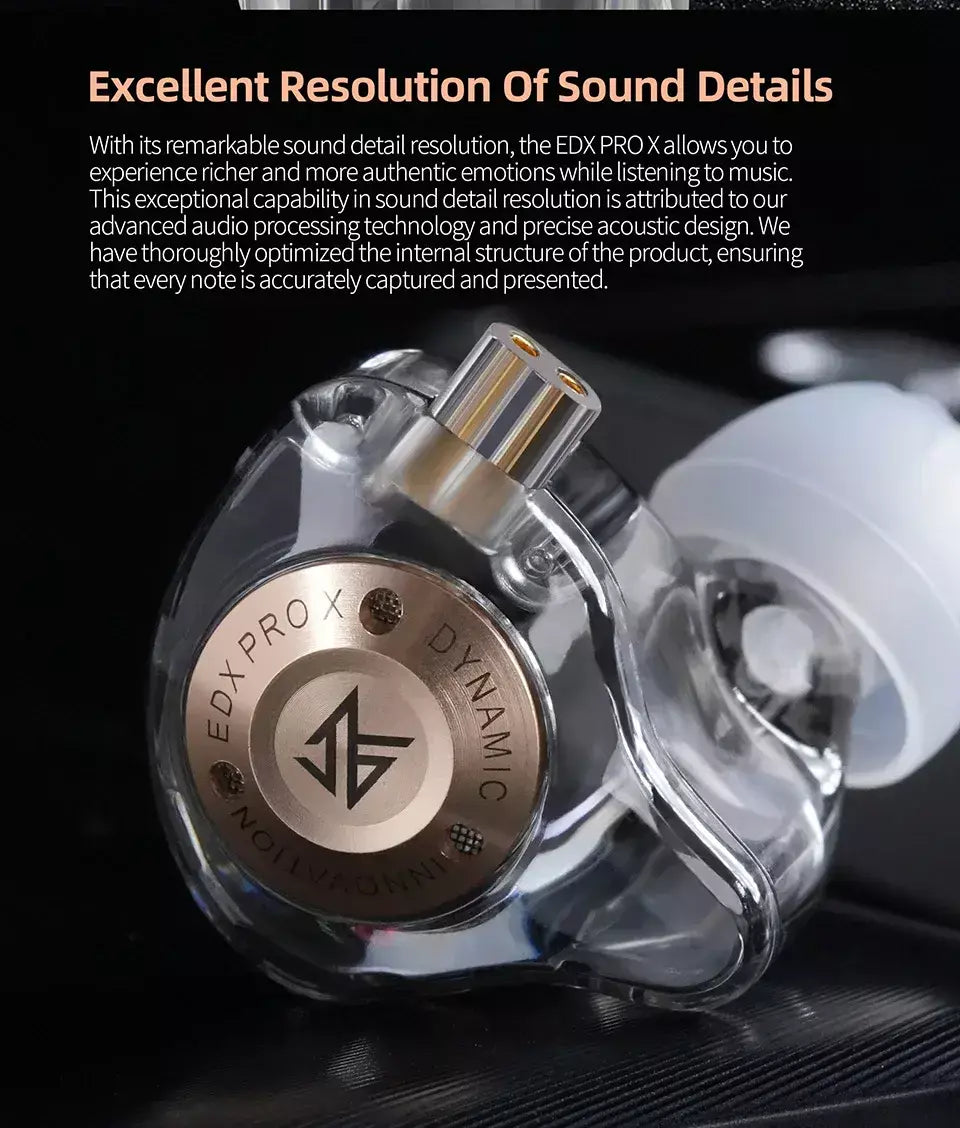 Kz edx pro x iem fones de ouvido unidade dinâmica alta fidelidade graves profundos som earbud esporte música com cancelamento ruído fone com cabo destacável