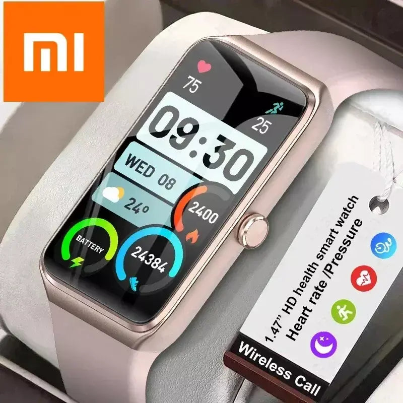 Xiaomi novo 1.47 ''hd relógio inteligente feminino esportes pulseira de fitness termômetro monitor saúde à prova dwaterproof água smartwatch feminino para xiaomi