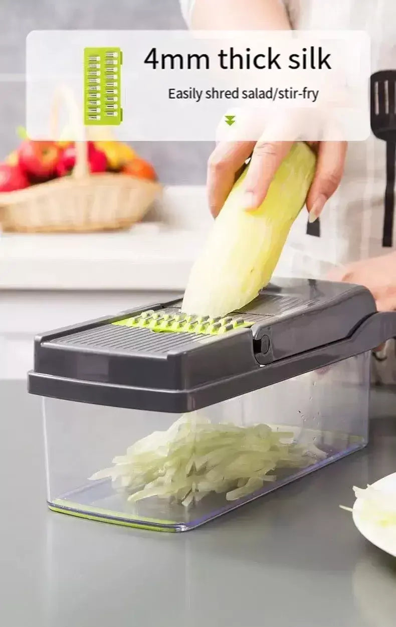 Cortador de vegetais multifuncional, ferramenta de cozinha, picador de alimentos 5 em 1 para tomate, cenoura, queijo, cebola, fatiador portátil, ralador