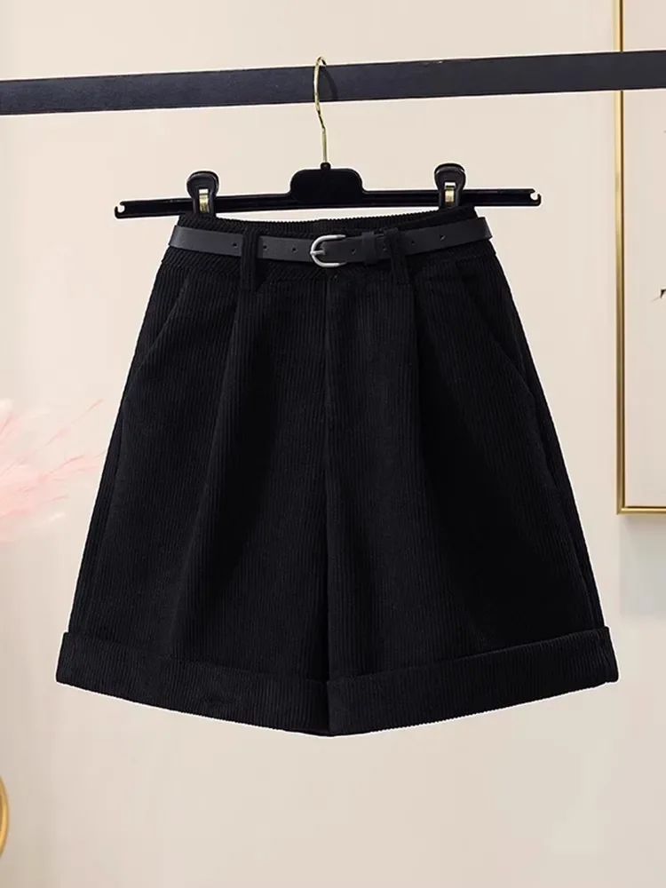 Shorts de veludo emagrecedor cintura alta feminino, cor café, calças botas na moda, outono e inverno, nova chegada, 2023