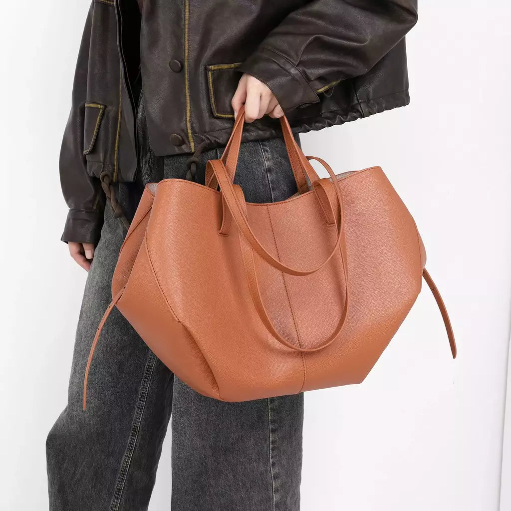 Bolsa de ombro elegante de grande capacidade para mulheres, Bolsa de lazer de couro PU