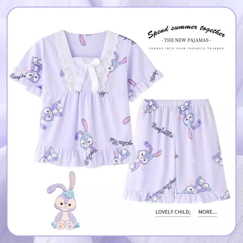 Pijama infantil para desenhos animados, roupas esportivas casuais, roupas para casa, camiseta estampada, kuromi, novo, verão