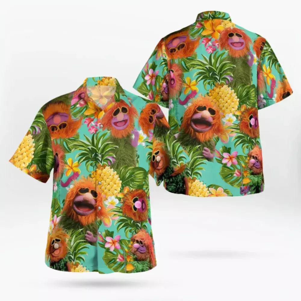 Camisa casual floral havaiana cartoo n masculina, camisa de manga curta 3D de grandes dimensões para praia, moda engraçada, venda quente, verão
