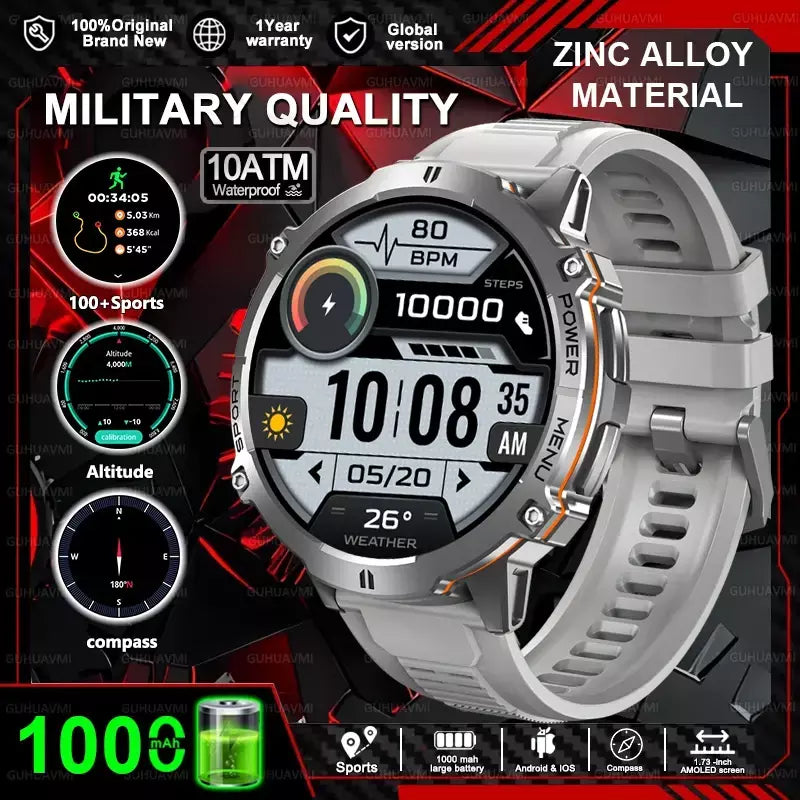 HOT T-REX3 Fitness Relógio Inteligente 1000mAh Grande Bateria Durável Bússola Altímetro 10ATM À Prova D 'Água BT Chamada 100 + Esportes Homens Pulseira