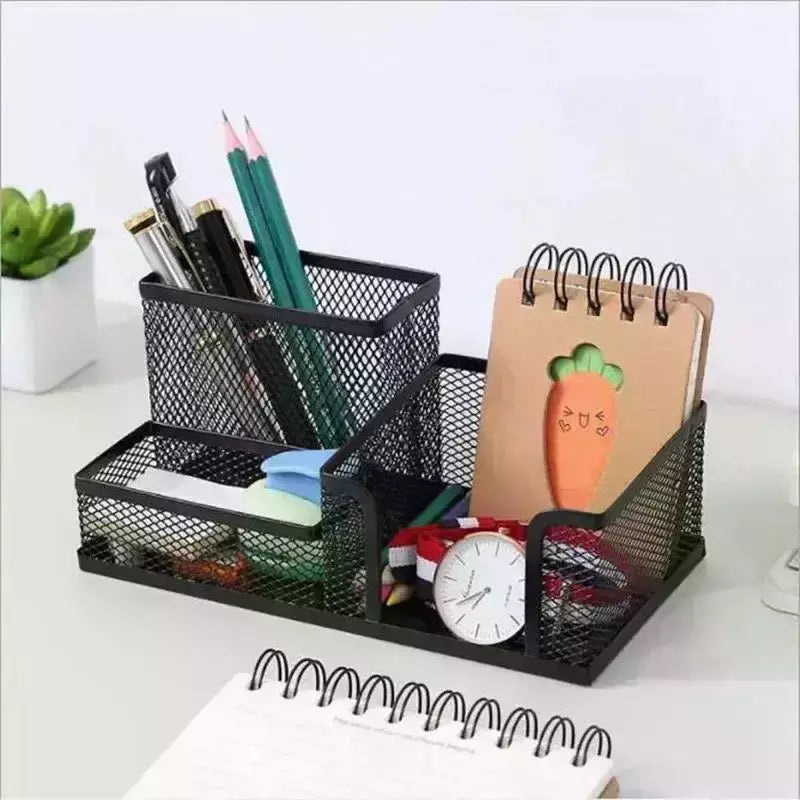 Suporte De Caneta De Metal Criativo, Organizador De Papelaria De Mesa, Suporte De Lápis, Rack De Armazenamento De Arquivo, Caixa De 3 Grelha, Acessórios De Escritório