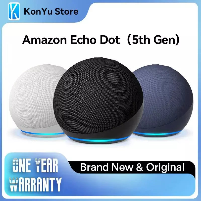 Amazon Echo Dot (5a geração), alto-falante Alexa com som vibratório, ótimo para quartos, salas de jantar e escritórios, versão padrão