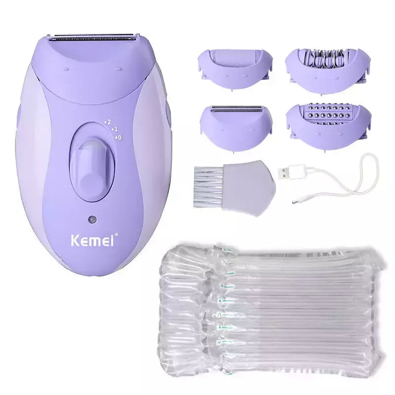 Kemei-Depiladora Elétrica Recarregável para Mulheres, 4in 1, Depilação Facial do Corpo, Aparador de Biquíni para Pernas, axilas