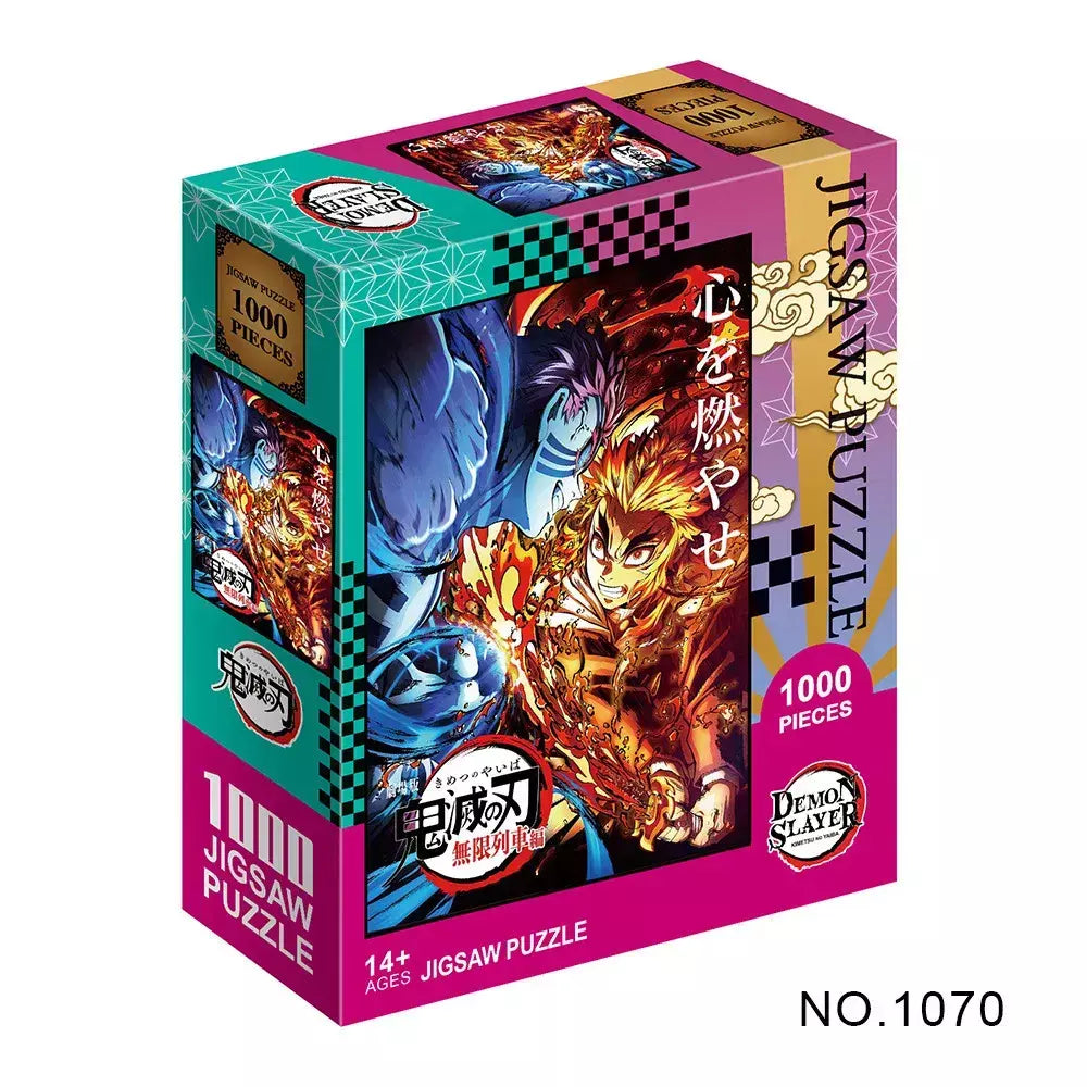500/1000 peças quebra-cabeças para adultos demon slayer anime japonês série kimetsu dos desenhos animados crianças brinquedos educativos iluminar presentes