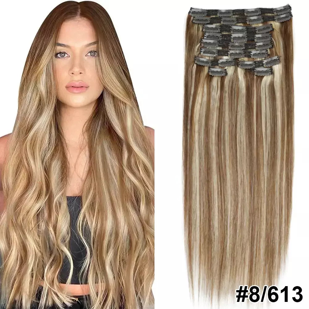 Doreen 160g 200g 240g série de volume máquina brasileira remy clipe reto em extensões de cabelo humano cabeça cheia 10 pçs 16 a 24 Polegada