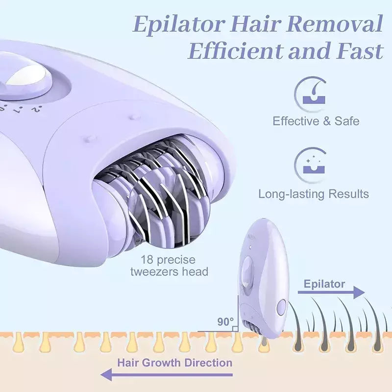 Kemei-Depiladora Elétrica Recarregável para Mulheres, 4in 1, Depilação Facial do Corpo, Aparador de Biquíni para Pernas, axilas