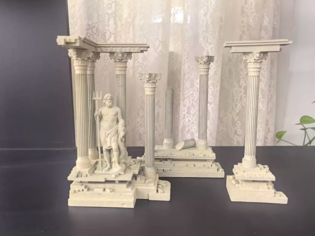 (185mm de altura) Estatueta de resina de arquitetura romana retrô, decoração de paisagem de água de tanque de peixes LTCP-407