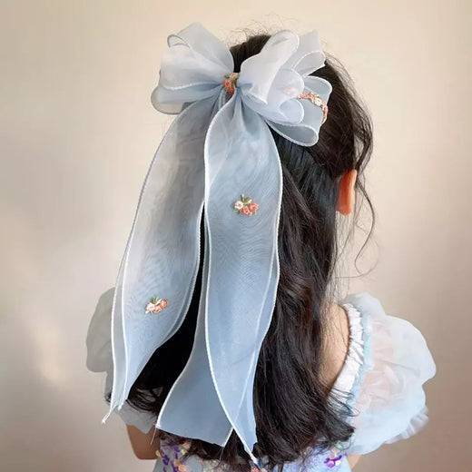 Coreano crianças trançado hairpin bordado floral acessórios de cabelo princesa menina rabo de cavalo cocar clipe superior para crianças