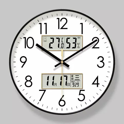 2025 novo calendário eletrônico de temperatura e umidade de 10/12/14 polegadas relógio de parede multifuncional display duplo mudo relógios de quartzo