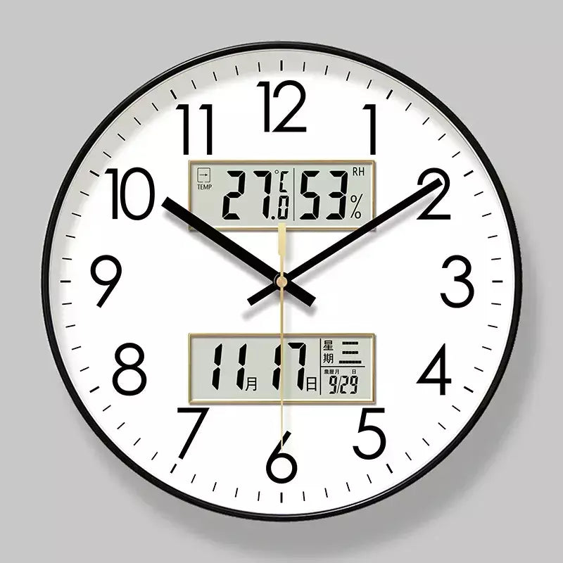 2025 novo calendário eletrônico de temperatura e umidade de 10/12/14 polegadas relógio de parede multifuncional display duplo mudo relógios de quartzo