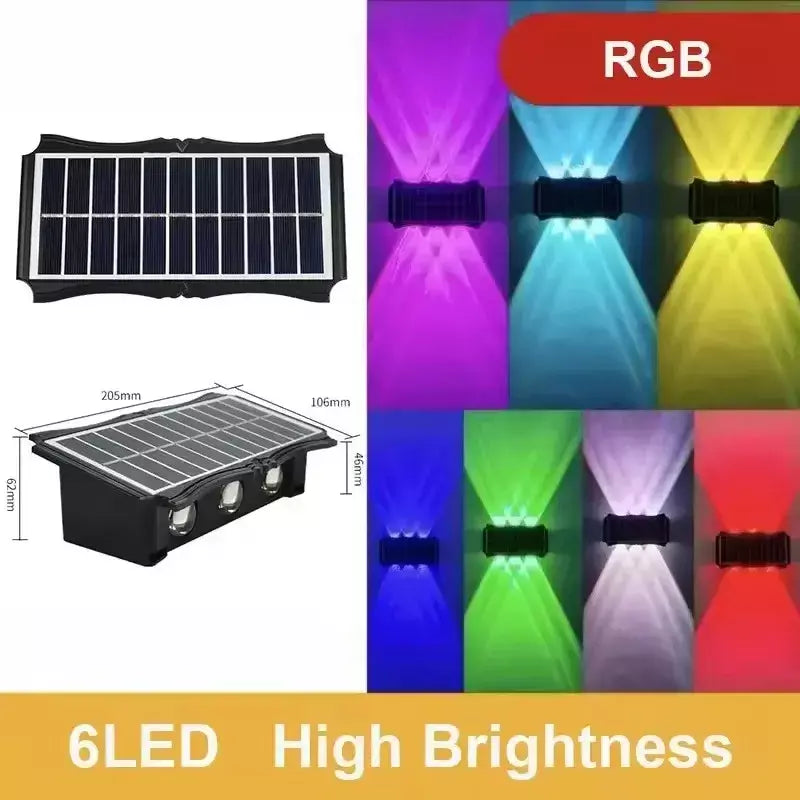 Lâmpada de parede solar ao ar livre led luz solar à prova dwaterproof água para cima e para baixo iluminação luminosa quintal decoração do jardim luzes movidas a energia solar