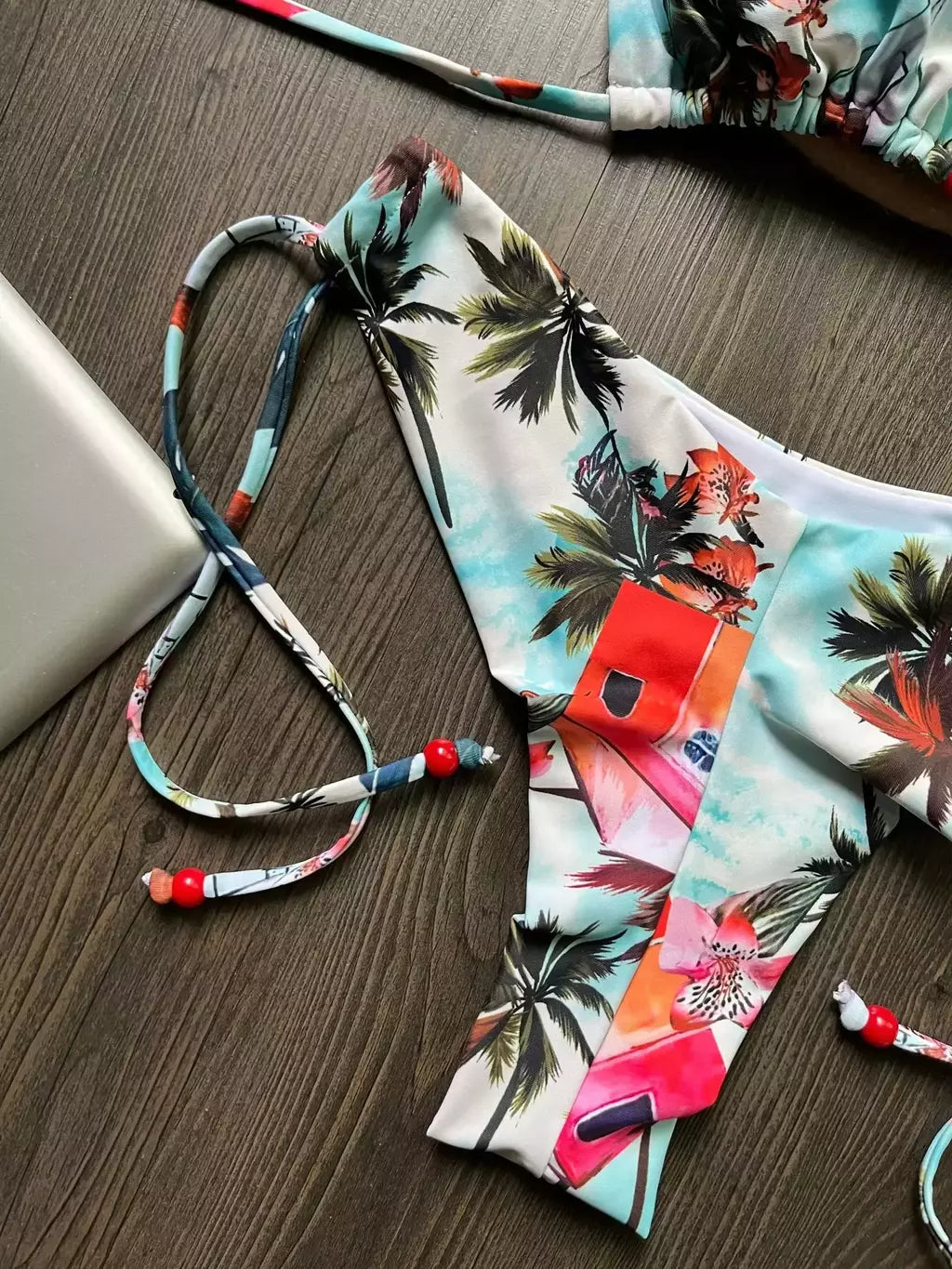 OIINAA-maiô sexy para mulheres, moda praia estampa halter, conjunto de biquíni com renda, maiô verão, moda praia sexy com cordão, 2 peças
