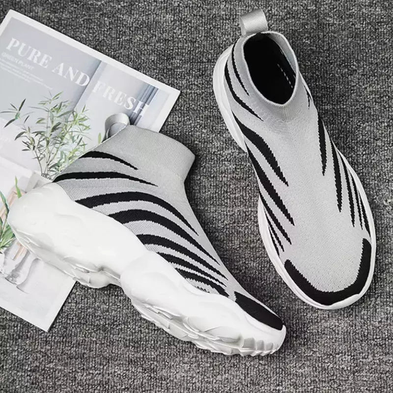 Sapatos masculinos de corrida, tênis de tamanho grande, sola grossa, sapatos esportivos de rua, hip-hop, meia casual e bola retrô 38-48