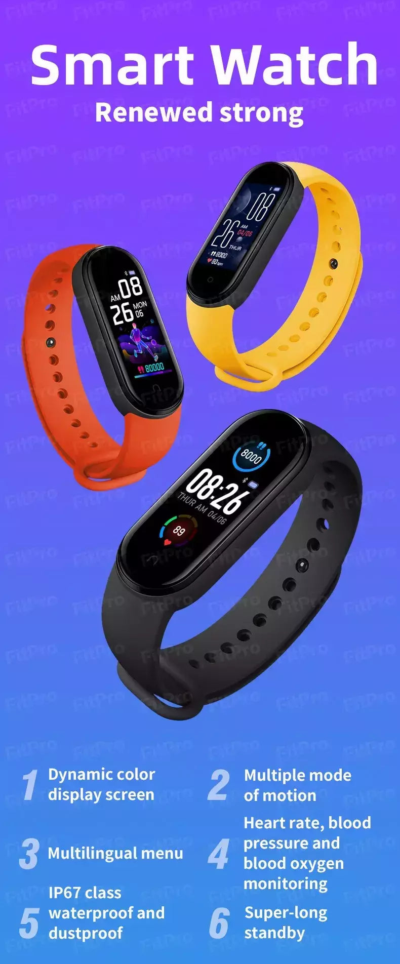 Relógio inteligente digital para homens e mulheres, bluetooth, rastreador de fitness, esporte, freqüência cardíaca, pressão arterial, android, ios, novo