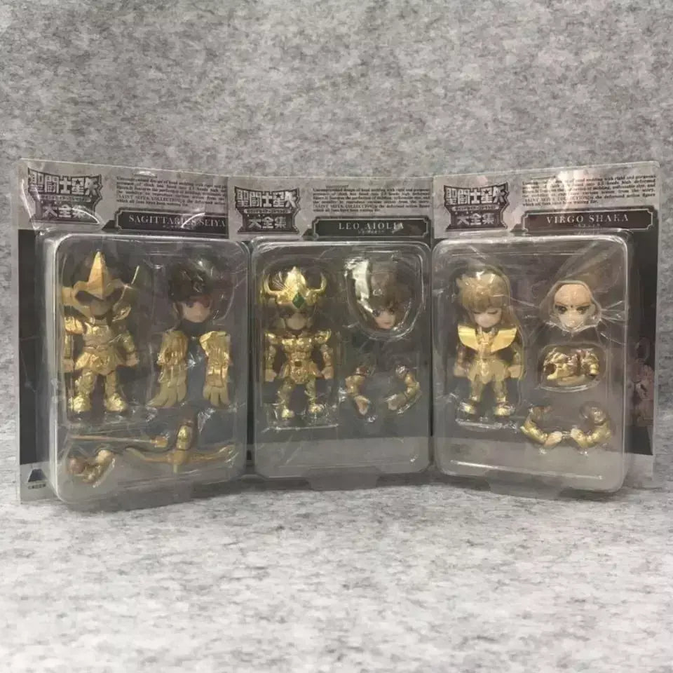Em estoque versão q de saint seiya figura dos desenhos animados leo sagitário virgo articulações são modelo móvel ornamentos brinquedo presente de natal