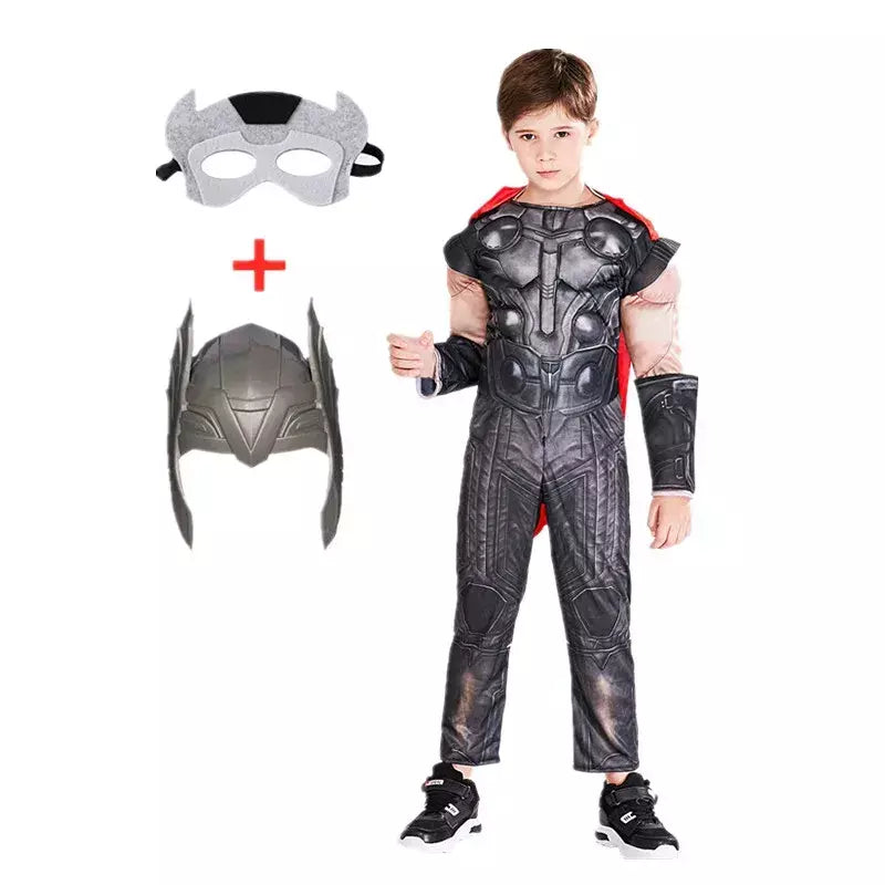 Fantasia de super-herói infantil, meninos e meninas, macacão muscular com máscara de halloween, dramatização, festa, cosplay, roupa para férias