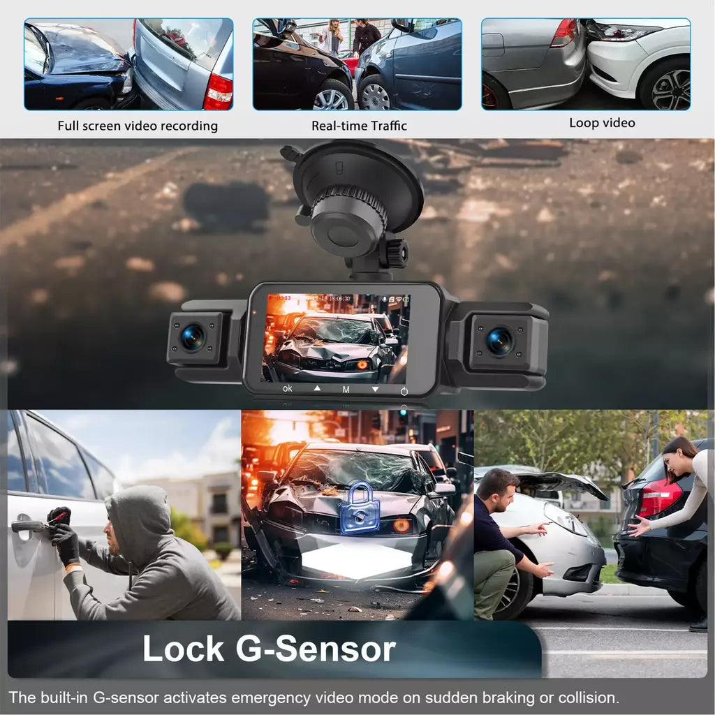 Dashcam para carros 4 canais caixa preta wifi câmera de condução fhd 1080p visão noturna gravação em loop adicionar kit de fio rígido acessórios do carro