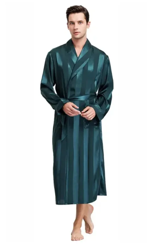 Kimono de cetim dourado roupão de banho masculino, roupão de seda, vestido longo, camisola geométrica do lounge, roupa de dormir plus size XL, 4XL, 5XL