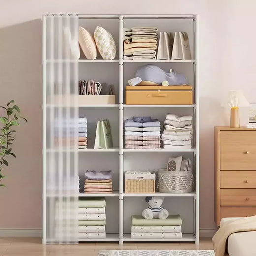 Dustproof High Capacity Partition Wardrobe, Open Bookshelf, Montagem simples Armário de armazenamento, Mobília do quarto, 6 camadas, 5 camadas
