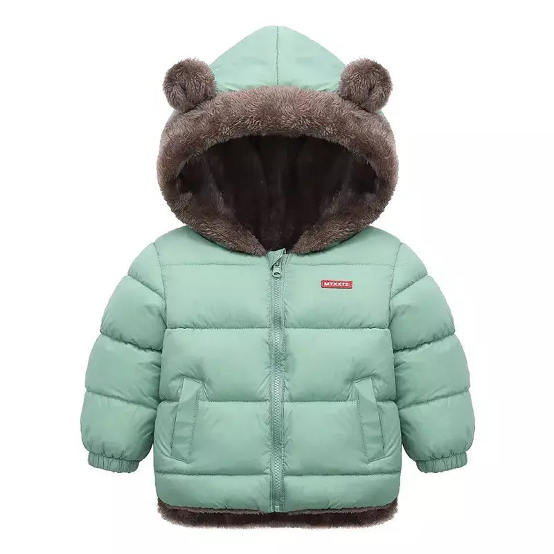 Bebê meninos meninas jaqueta com capuz algodão outerwear crianças grosso casaco de lã cashmere acolchoado jaquetas inverno meninos meninas casacos quentes