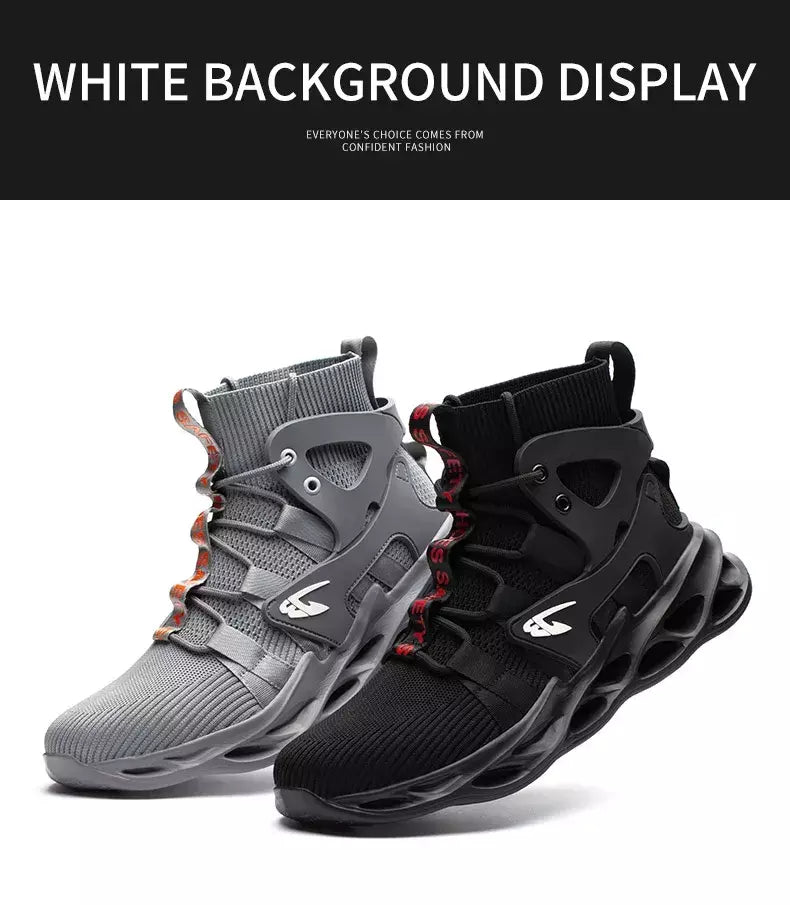 Tênis masculinos leves à prova de punção, sapatos de aço, botas indestrutíveis
